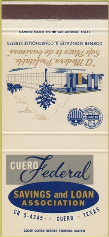 Matchbook Cover - Cuero Federal Savings Loan TX 30 Strike