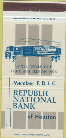 Matchbook Cover - Republican National Bank Houston TX 30 Strike