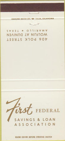 Matchbook Cover - First Federal Savings Loan Amarillo TX 30 Strike