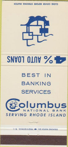 Matchbook Cover - Columbus National Bank RI 30 Strike