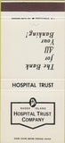 Matchbook Cover - Hospital Trust Co RI 30 Strike