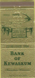 Matchbook Cover - Bank of Kewaskum WI 30 Strike