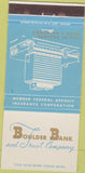 Matchbook Cover - Boulder Bank Trust Tulsa OK 30 Strike
