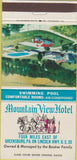 Matchbook Cover - Mountain View Hotel Greensburg PA 30 Strike