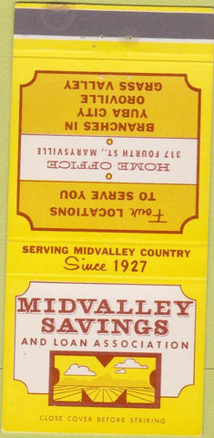 Matchbook Cover - Midvalley Savings Loan Yuba City Oroville CA 30 Strike