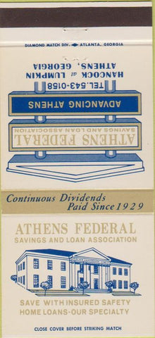 Matchbook Cover - Athens Federal GA 30 Strike