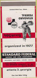 Matchbook Cover - Standard Federal Savings Loan Atlanta GA 30 Strike