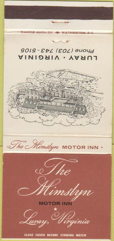 Matchbook Cover - The Mimslyn Motor Inn Luray VA 30 Strike
