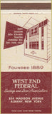 Matchbook Cover - Westland Federal Albany NY 30 Strike
