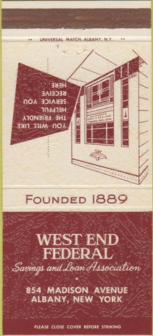 Matchbook Cover - Westland Federal Albany NY 30 Strike
