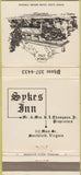 Matchbook Cover - Sykes Inn Smithfield VA 30 Strike