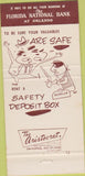 Matchbook Cover - Florida National Bank Orlando FL 30 Strike