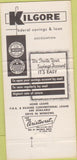 Matchbook Cover - Kilgore Savings Loan Kilgore TX 30 Strike