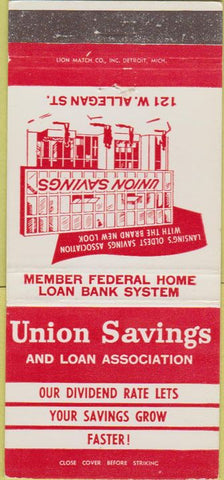 Matchbook Cover - Union Savings Loan Lansing? MI 30 Strike