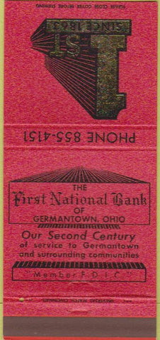Matchbook Cover - First National Bank Germantown OH 30 Strike