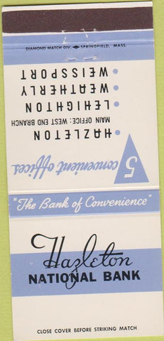 Matchbook Cover - Hazleton National Bank Lehighton Weissport 30 Strike