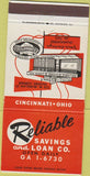 Matchbook Cover - Reliable Savings Loan Cincinnati OH 30 Strike
