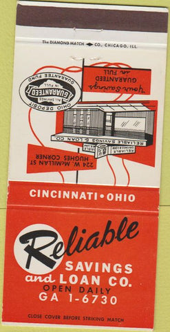 Matchbook Cover - Reliable Savings Loan Cincinnati OH 30 Strike