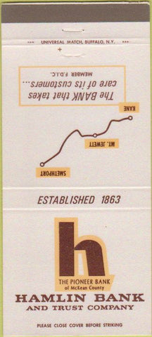 Matchbook Cover - Hamlin Bank Trust Kane Smethport PA 30 Strike