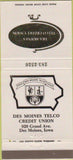 Matchbook Cover - Des Moines IA Telco Credit Union 30 Strike