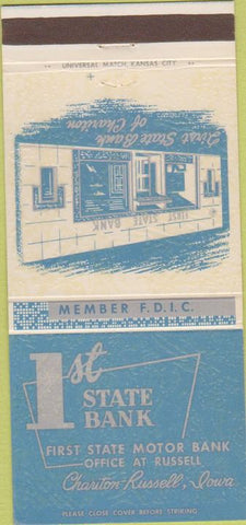 Matchbook Cover - 1st State Bank Chariton Russell IA 30 Strike