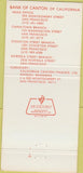 Matchbook Cover - Bank of Canton of CA San Francisco CA 30 Strike