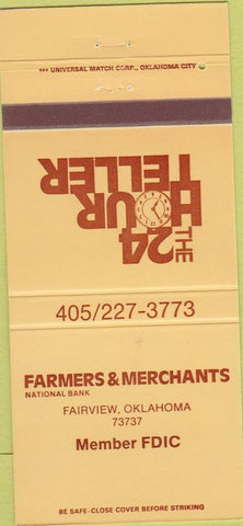 Matchbook Cover - Farmers Merchants Bank Fairview OK 30 Strike