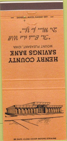 Matchbook Cover - Henry County Savings Bank Mount Pleasant IA 30 Strike