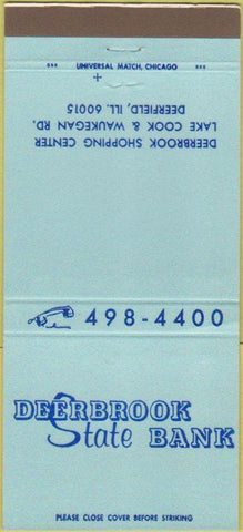 Matchbook Cover - Deerbrook State Bank Deerfield IL 30 Strike