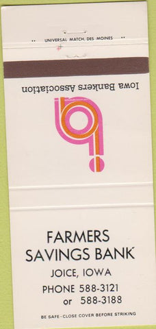 Matchbook Cover - Farmers Savings Bank Joice IA 30 Strike