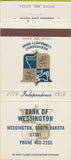 Matchbook Cover - Bank of Wessington SD 30 Strike