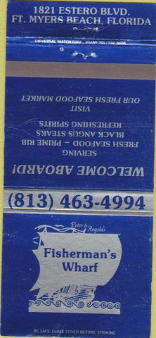 Matchbook Cover - Fisherman's Wharf Fort Myers Beach FL 30 Strike