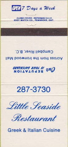 Matchbook Cover - Little Seaside Restaurant Campbell River BC 30 Strike