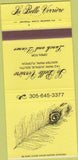 Matchbook Cover - La Belle Verriere Winter Park FL 30 Strike