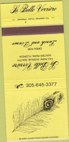 Matchbook Cover - La Belle Verriere Winter Park FL 30 Strike