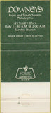 Matchbook Cover - Downey's Saloon Philadelphia PA 30 Strike