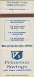 Matchbook Cover - Princeton Savings Loan NJ Somerville Bedminster 30 Strike