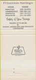 Matchbook Cover - Princeton Savings Loan NJ Somerville Bedminster 30 Strike
