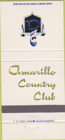 Matchbook Cover - Amarillo Country Club TX 30 Strike