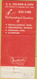 Matchbook Cover - Toland Bronze Oakland CA 30 Strike