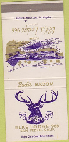 Matchbook Cover - Elks Lodge San Pedro CA 30 Strike