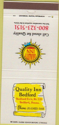Matchbook Cover - Quality Inn Bedford PA 30 Strike