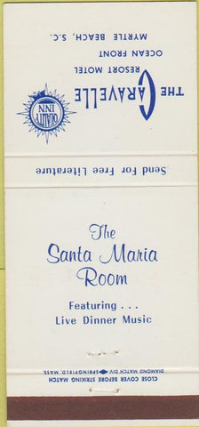 Matchbook Cover - Caravelle Resort Motel Myrtle Beach SC 30 Strike