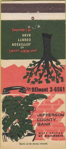 Matchbook Cover - Jefferson County Bank Denver CO Colfax 30 Strike