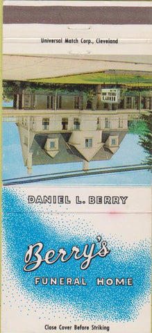Matchbook Cover - Berry's Funeral Home Cleveland OH ambulance back 30 Strike