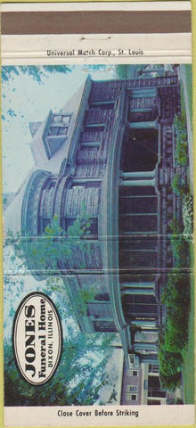 Matchbook Cover - Jones Funeral Home Dixon IL 30 Strike