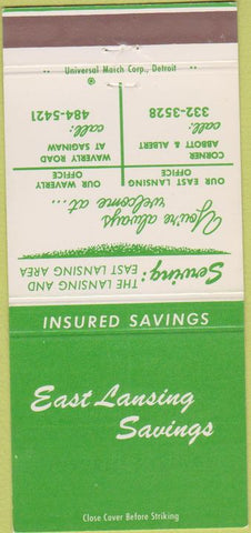 Matchbook Cover - East Lansing Savings MI 30 Strike