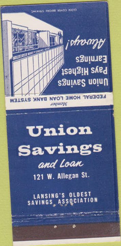 Matchbook Cover - Union Savings Loan Lansing MI 30 Strike