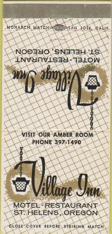 Matchbook Cover - Village Inn Motel ST Helens OR 30 Strike