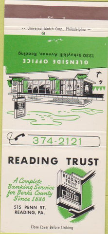 Matchbook Cover - Reading Trust Reading PA 30 Strike
